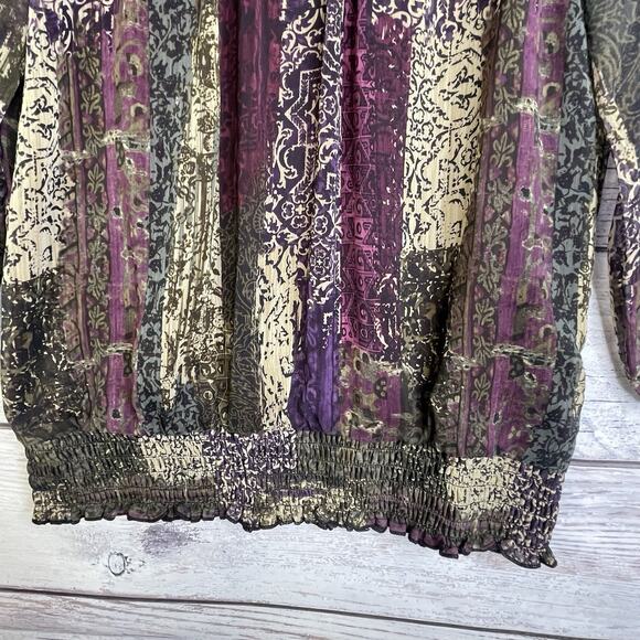 Christopher & Banks Blouse SZ Small‎ Women Purple Chiffon Overlay Tank Lining - Picture 5 of 15